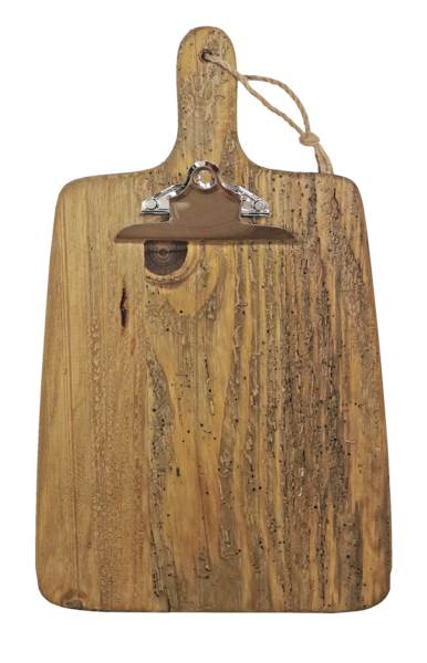 Decor Service Klemmbrett "Vintage" 29 x 48 cm, aus Holz (massiv), mit Schlaufe 1 ST mit Metallclip, für A4 Menükarten