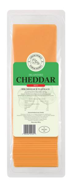 Cheddar Irlandzki Red, ser podpuszczkowy, łagodny, plastry, 0,8 KG/PA