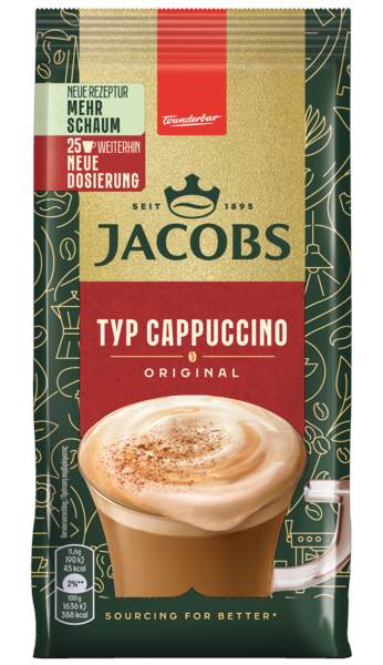 Jacobs Cappuccino Instant,Getränkepulver mit löslichem Bohnenkaffee, 0,29 KG/DS
