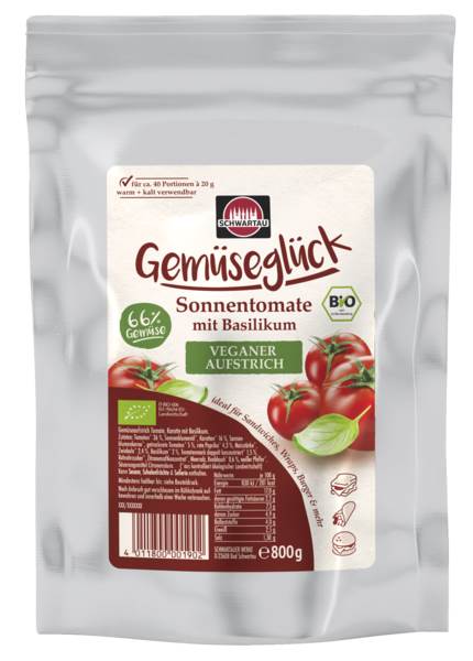 Schwartau Bio Gemüseglück Tomate Basilikum, 0,8 KG/BT