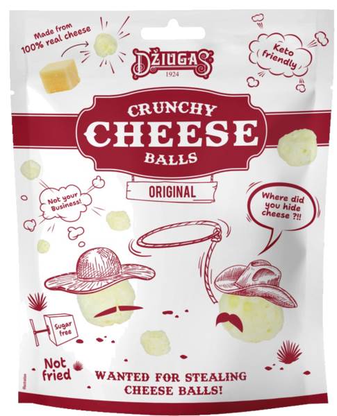 Dziugas Crunchy cheese balls, chrupiący ser suszony, kulki, 0,05 KG/PA