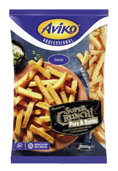 Mr PL Aviko Premium Super Crunch Pure & Rustic Fries - "Super chrupiące frytki ze skórką o 2,5 KG/PA domowym wyglądzie",