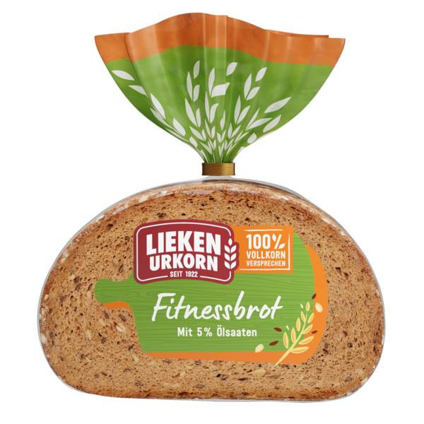 Lieken Urkorn Fitnessbrot, Mehrkornvollkornbrot mit 5 % Ölsaaten, geschnitten 0,5 KG/PK