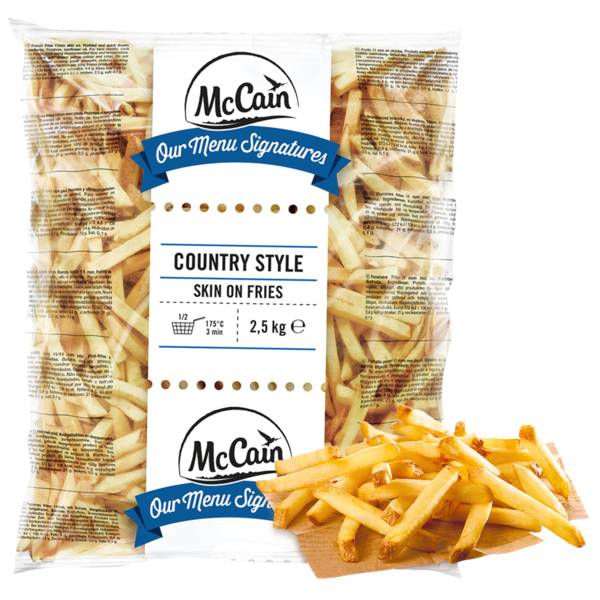Mr McCain Country Style Fries skin on, frytka o cięciu 11 mm ze skórką, 2,5 KG/TB