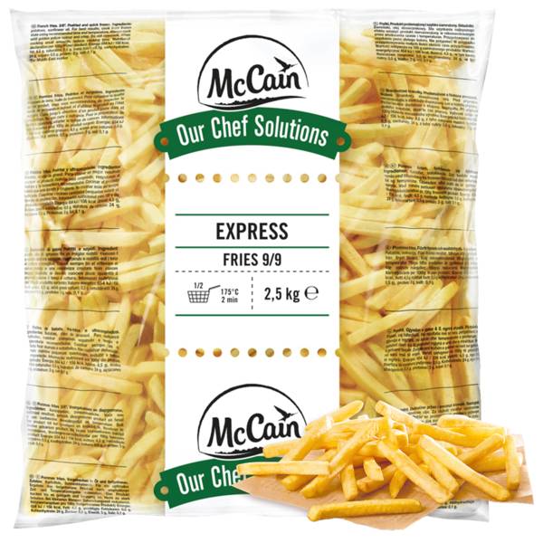 Mr McCain Express Fries 9/9 mm, frytki express o cięciu 9mm, 2 minuty smażenia, 2,5 KG/TB