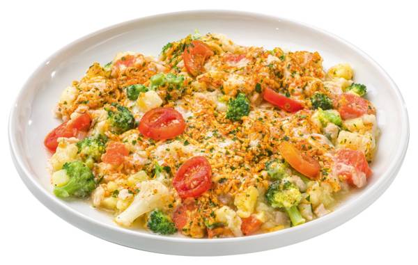 Kartoffelauflauf mit Gemüse und Putenschinken