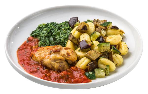 Hähnchenkeule mit mediterranem Gemüse