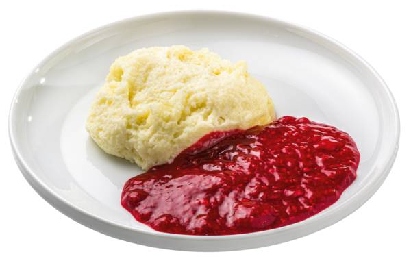 Grießbrei mit Himbeerkompott