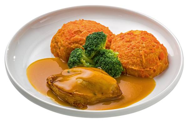 Hähnchenbrust mit Kartoffel-Karottenstampf