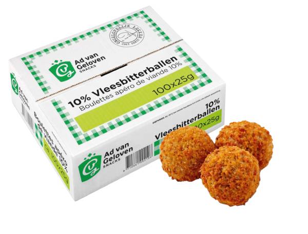 DV Ad van Geloven vleesbitterbal 10% per stuk 25 gram 100 ST/DS