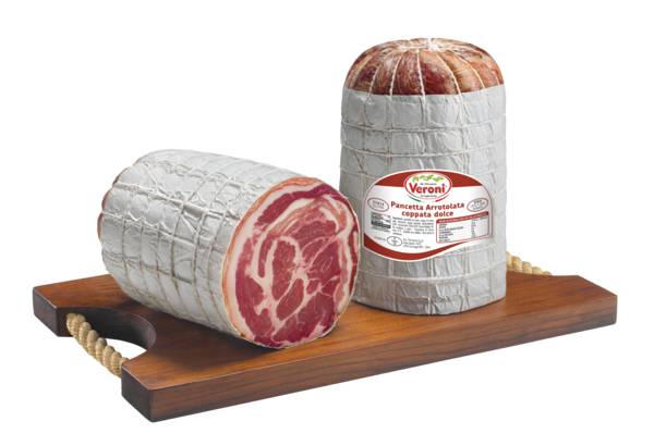 Veroni Pancetta Arrotolata Coppa Dolce 1/2, boczek wieprzowy rolowany, bez skóry, ok. 2,5 KG/PR , połówka, vacuum