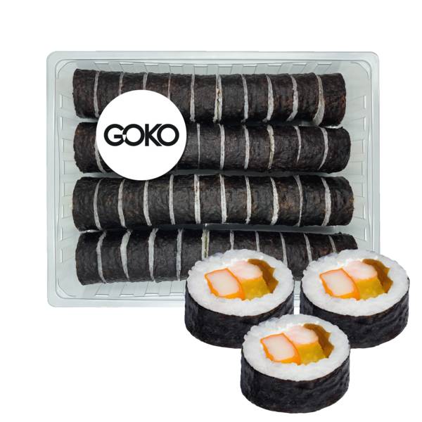 Goko Tomei Sushi Futomaki ebi special, 44 szt., 1,188 KG/PA , z surimi, krewetką, serkiem, rzodkwią i tykwą marynowaną