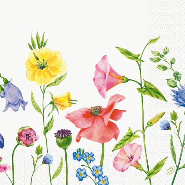 Duni Zelltuch-Servietten, Motiv "Flowy Meadow",40x40cm, 3-lagig, 1/4 Falz,250 Stück, (210277) 1 PK