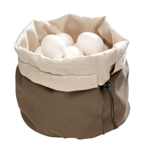 Bröd-/Äggkorg med värmestenar Ø20 cm, H23,5 cm, beige/brun bomull