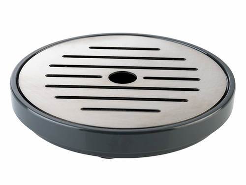Droppbricka t/dryckesdispenser Ø 9,5 cm, H 1,5 cm, svart melamin/rostfritt stål