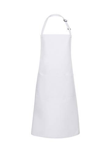 Forklæde Basic hvidt m/justerbar strop, 2 lommer, B75xL90cm, 65/35% poly/bom