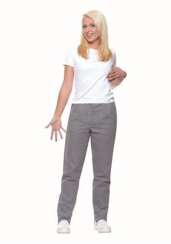 Kokkebukser dame Annemarie sort/hvid pepita str 48, 100% bom