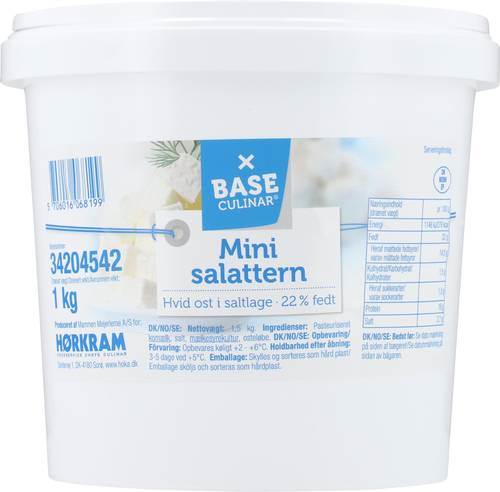 Salladsost minitärningar 45+ (22%), vit ost i lag, 1 kg