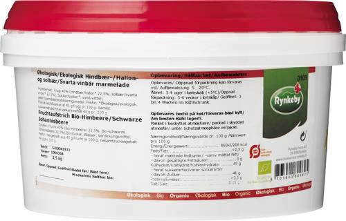 Hallon/svartvinbärsmarmelad, ekologisk, 2,5 kg