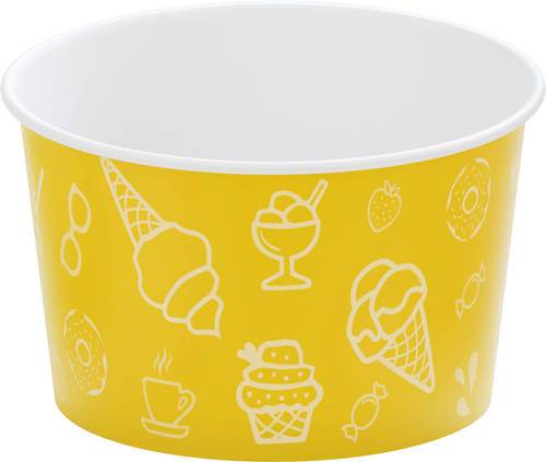 Glassbägare 160 ml, gul papp med grön PE film, 200 st