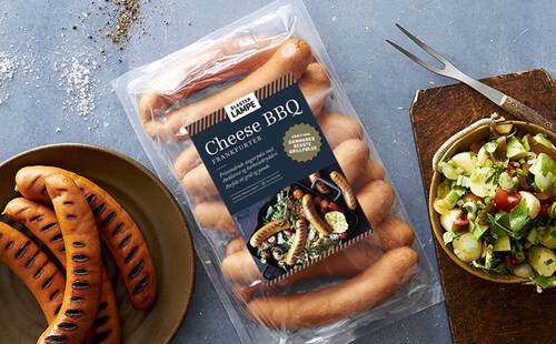 Frankfurter med ost og barbecue, 125 g, 1,25 kg
