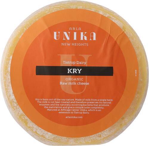 Unika Kry 55+ (36%), råmjölksost från Tistrup Mejeri, ekologisk, ca 2,2 kg