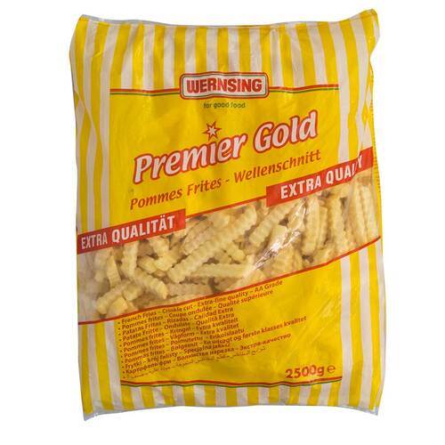 Pommes frites, bølge, 11x11 mm, til friture, 2,5 kg