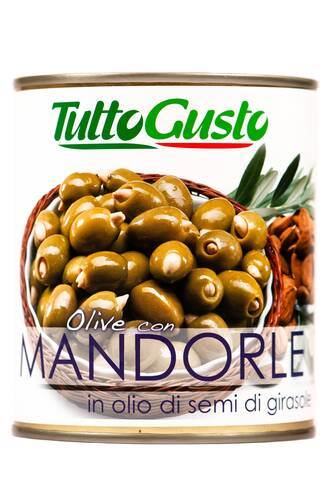 Mammuth gröna oliver med mandel, 800 g