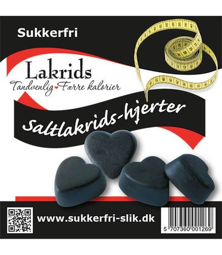 Lakritshjärtan, salta, sockerfria, 90 g