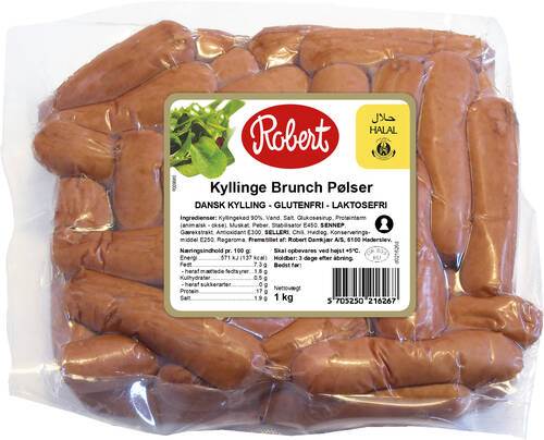 Kyllinge brunch pølser, 20 g, laktosefri, halal, 1 kg