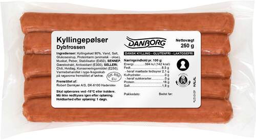 Kycklingkorv, halal, ca 50 g/st, ca 250 g
