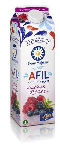 Lätt a-fil hallon/blåbär 0,4%, 1 l