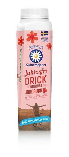 Laktosfri drickyoghurt, jordgubb, 0,5%, 350ml