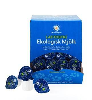 Kaffemjölk portion 1,5% laktosfri, UHT, ekologisk, 100 x 16 ml