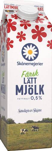 Lättmjölk 0,5%, 6 wrap, 1 l