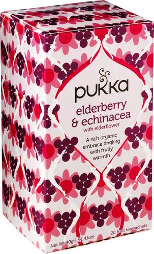 Elderberry och Echinacea te, ekologiskt, 4 x 20 påsar