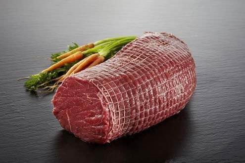 Roastbeef af okseinderlår, rå, i net, 2,0-2,5 kg, EU