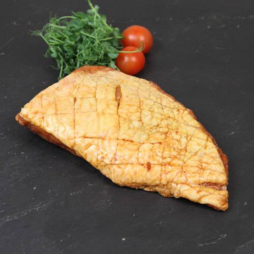 Culotte af kalv, sprængt, røget, vakuum, tilsat 10% lage, 0,8-1,4 kg, EU