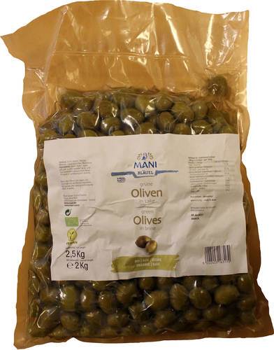 Grønne oliven i lage, med sten, 2 kg