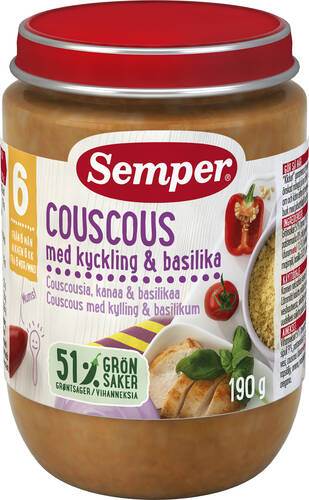 Couscous med kyckling 6M, barnmat, 190 g
