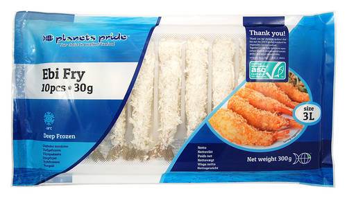 ASC Rejer Torpedo ebi fry, panerede, 30 g, 300 g