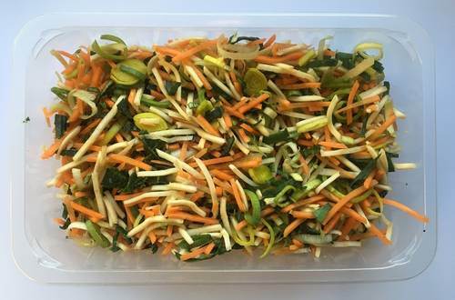 Julienne mix af pastinak, porrer og gulerødder, 1 kg