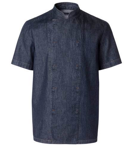Kokkejakke unisex 1071 denim str C52, m/korte ærmer, 100% bomuldsdenim