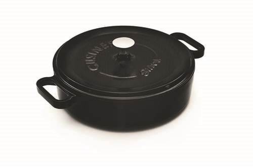 Gryta låg med lock 3,4 l, Ø 28 cm, svart gjutjärn