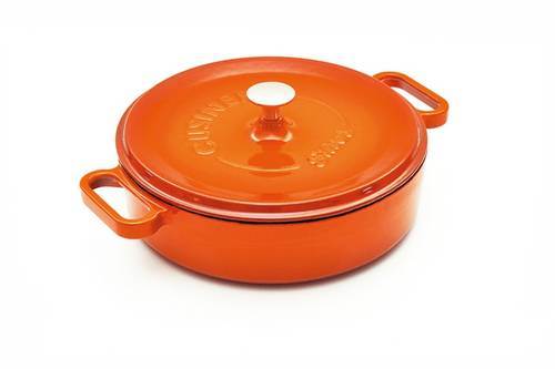 Gryta låg med lock 3,4 l, Ø 28 cm, orange gjutjärn