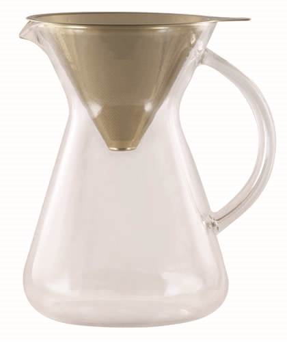 Kaffebryggare Playground glas med handtag, guld tratt, 0,6 l