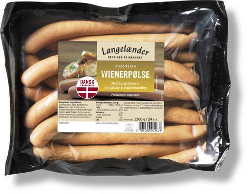 Wienerpølser, 62,5 g, 1,5 kg