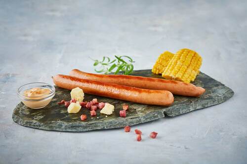 Pølser bacon-ost, glutenfri, 125 g, 5 kg