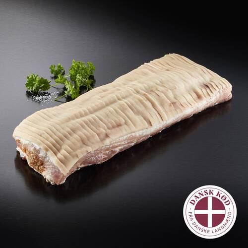 Farseret ribbensteg m/svær, u/ben, ridset, ca 3,8 kg